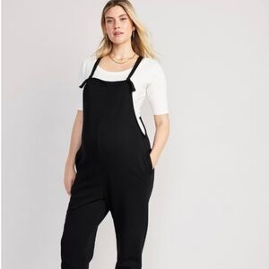 Maternity Knotted-Strap Fleece Overalls